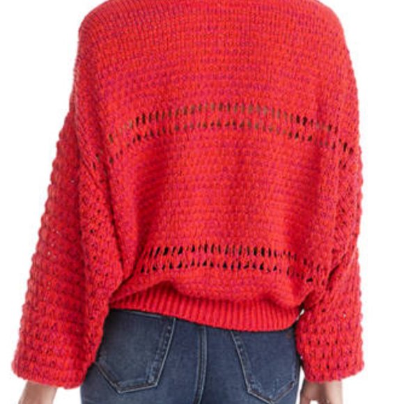 Free People Coconut V Sweater in Dragonfruit Combo - Picture 3 of 5